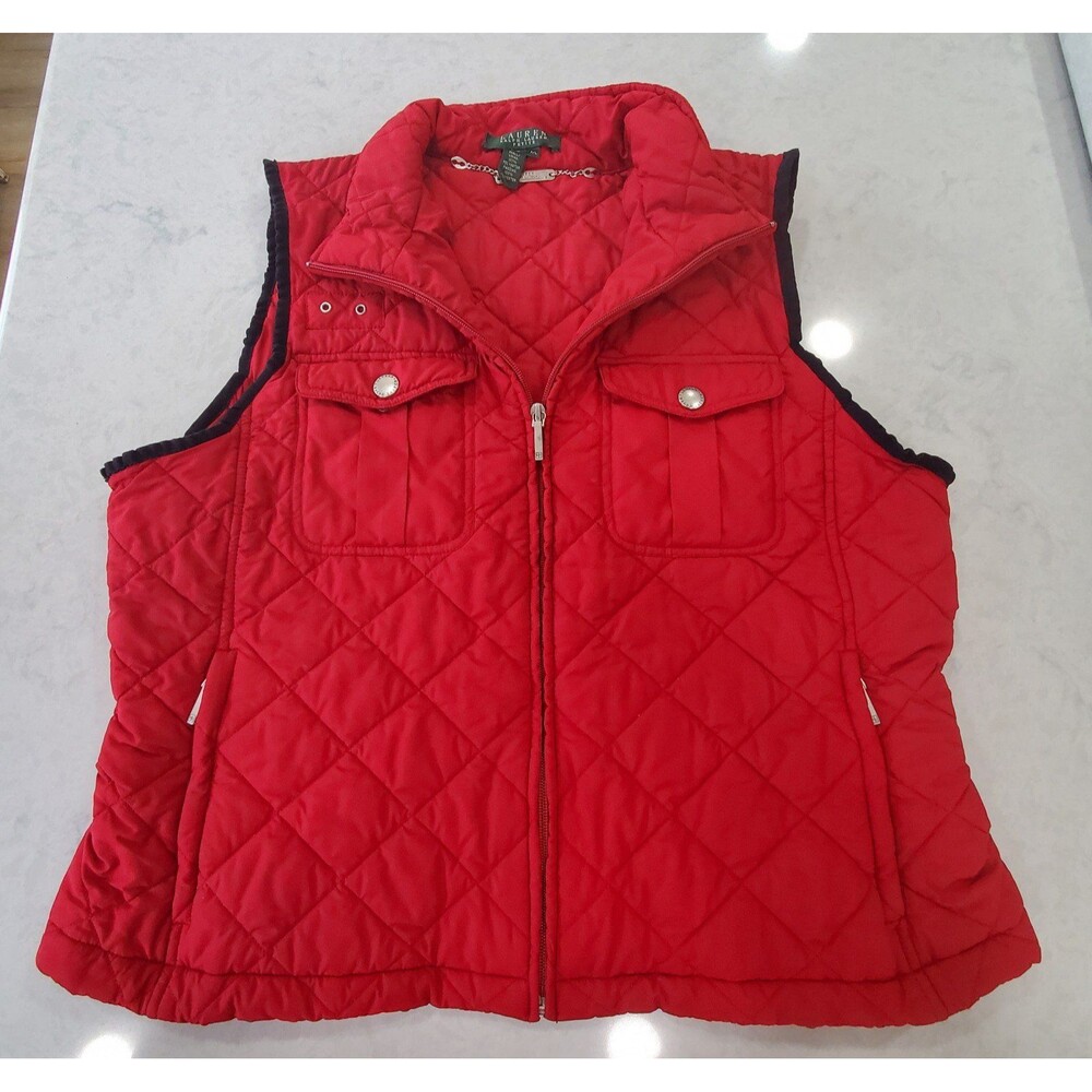 Lauren Ralph Lauren red quilted vest size petite large